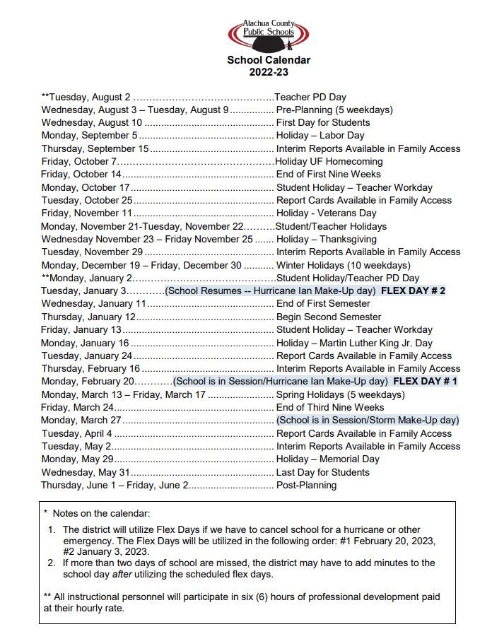 2022-2023 Calendar